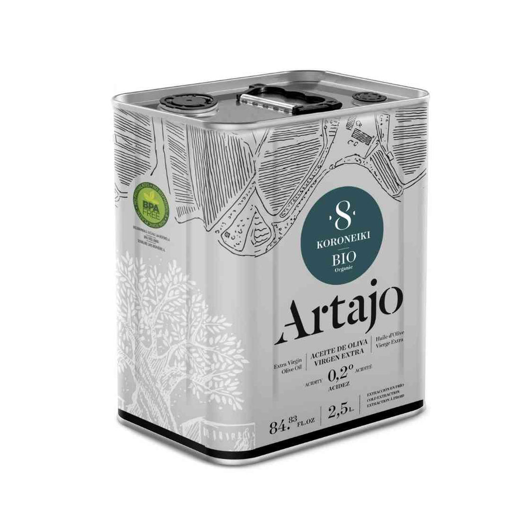 Huile Koroneiki Artajo 8 BIO en bidon métal de 2,5 litres