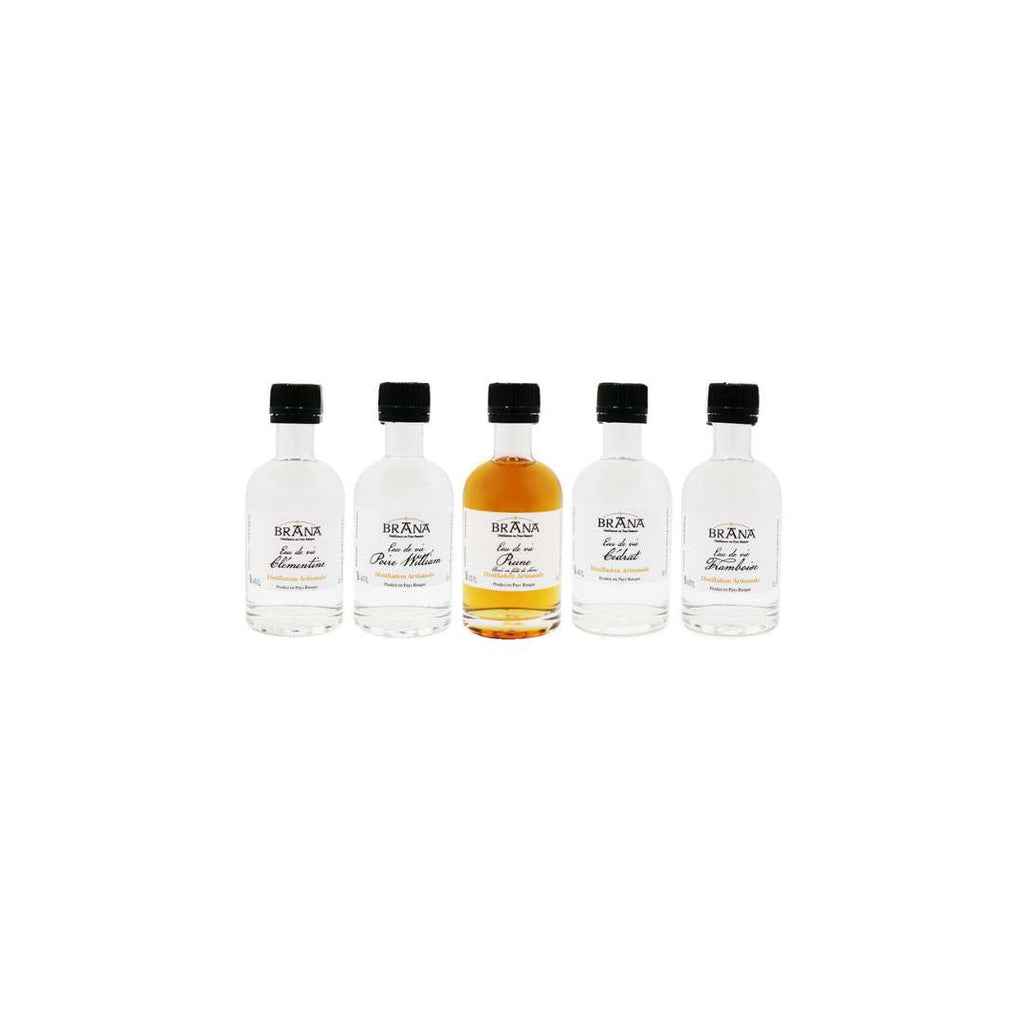 coffret eau de vie Brana 5cl bouteilles