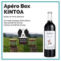 Box apéro Kintoa : paté de kintoa et chichon de kintoa et une bouteille de vin rouge irrouleguy Bana Ohiitza
